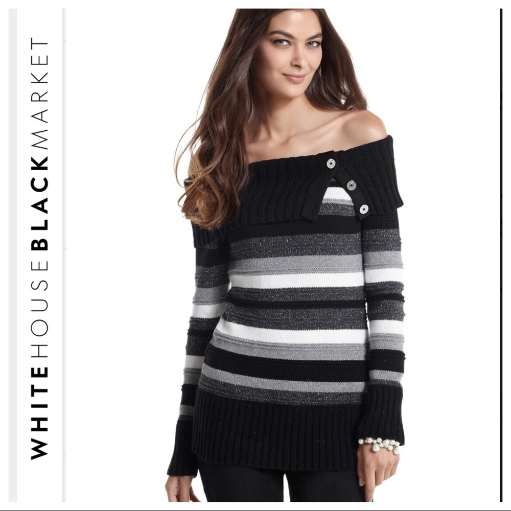 WHITE HOUSE BLACK MARKET CHUNKY SWEATER OFF THE SHOULDER MEDIUM